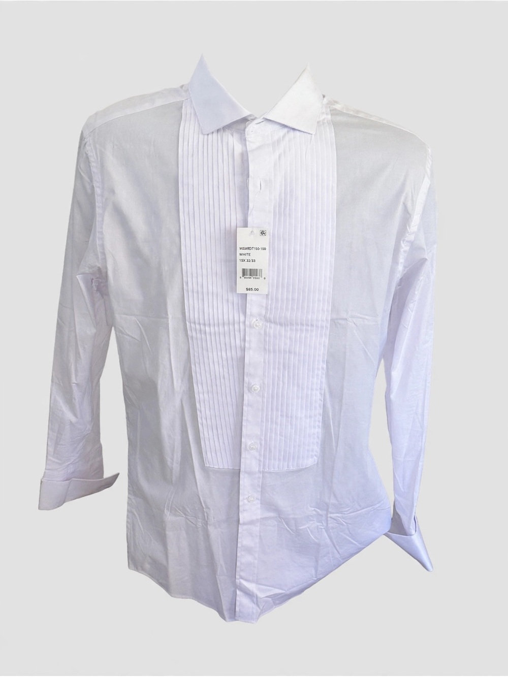 Michelsons London NWT White Pleated Tuxedo Dress Shirt Slim Fit 16 32/33